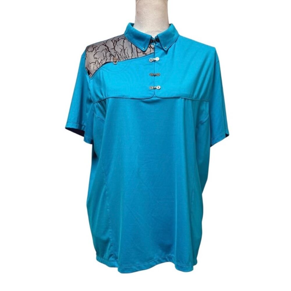 Jamie Sadock Abstract Aqua Golf Polo – Size XL